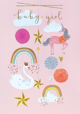 Baby girl card, (blank inside for your message).